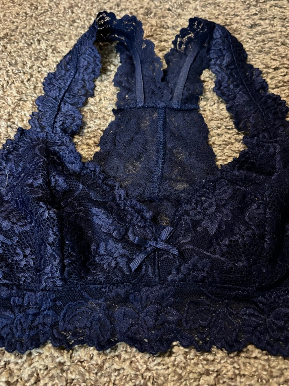 NWOT Lace Racerback Bralette - Navy. Super pretty. Lightweight & soft! Large. - Picture 2 of 4